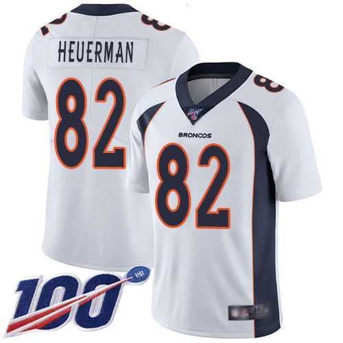 Men Denver Broncos 82 Jeff Heuerman White Vapor Untouchable Limited Player 100th Season Football NFL Jersey